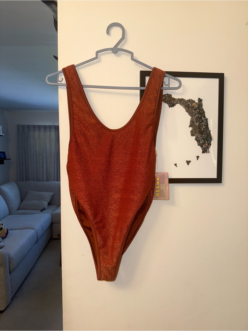Metallic Copper High-Cut One-Piece Swimsuit